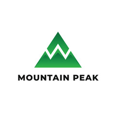 minimalist green mountain peak logo design concept idea