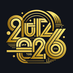 Happy New Year 2026 typography design, vector gold style. 2027