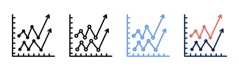 Competitive Graph icon set multiple style collection