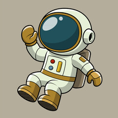 Cute astronaut floating in space in cartoon style, ideal for kids graphics, education, stickers, and sci-fi themes, vector illustration