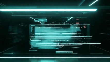 Futuristic digital environment displaying big data processing in a server room - Powered by Adobe