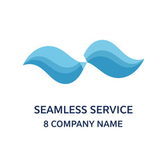 Seamless service company logo with blue waves on white background