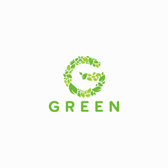 Fototapeta premium G initial Green leaf logo designs concept vector, Nature Logo