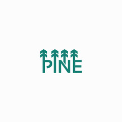 Fototapeta premium Simple Pine Typhography logo designs concept , outdoor symbol