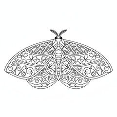 Beautiful Detailed Moth with Intricate Patterns for Relaxation and Creative Coloring Fun