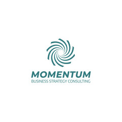 Momentum Business Strategy Consulting Logo Design, Abstract Spiral Swirl Symbol, Dynamic Corporate Consulting Company Emblem.