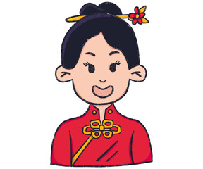 Illustration of Chinese Woman in Traditional Dress