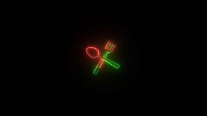 Glowing Food icon. Neon Fork knife spoon sign set. Menu sign. Cafe icon set.