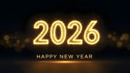 Happy New Year 2026 Golden Glitter Sparkle Background