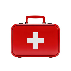 Fototapeta premium Red first aid kit isolated on transparent background
