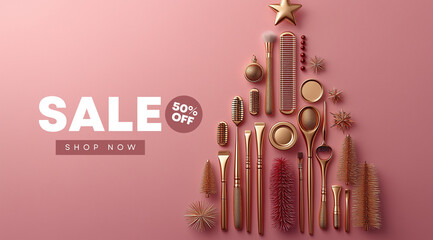 The concept of discounts for the hairdresser's day, created with the help of Generative AI technology.