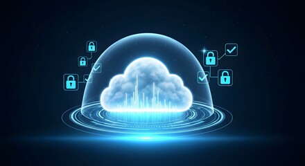 Secure Cloud Data Protection Digital Illustration