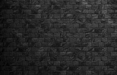 Black brick wall texture as background or wallpaper for inserting text. Abstract dark brick wall texture background pattern, Wall brick surface texture.