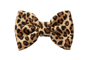 Leopard-print, gathered bow, tan with dark brown spots