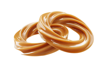 Caramel swirls, smooth curves against black background