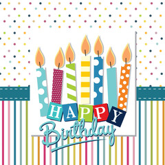 Happy birthday card with colorful candles