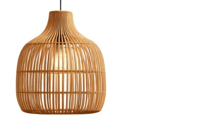 Rattan pendant lamp featuring woven natural texture and warm handcrafted detailing captured in clear studio lighting on white background