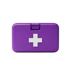 Obraz premium Purple first aid kit isolated on transparent background