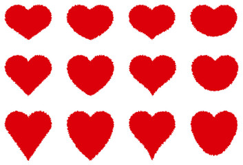 様々な形のハートマークアイコンのベクターイラストセット