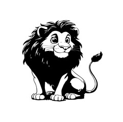 Obraz premium Majestic Lion Cartoon: A proud and cartoon lion, radiating warmth and strength with a friendly demeanor. The illustration perfectly captures the spirit of this majestic 