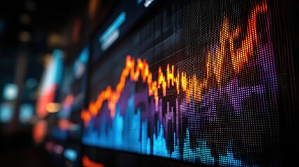 Stock exchange market chart, Stock market data on LED display. Business analysis concept.