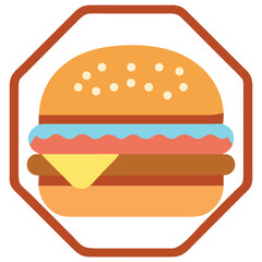 Flat Style Hamburger Icon in Octagon Frame