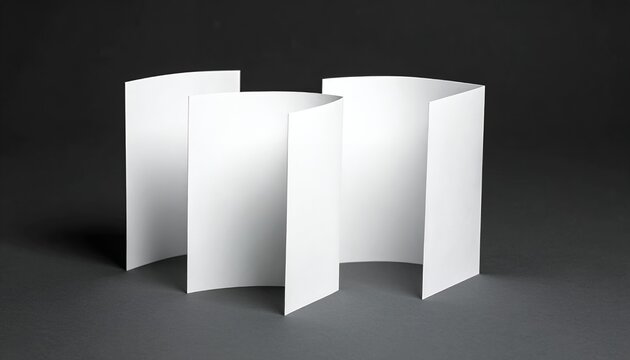 Blank White Z-Fold Brochure Mockup on Dark Background.