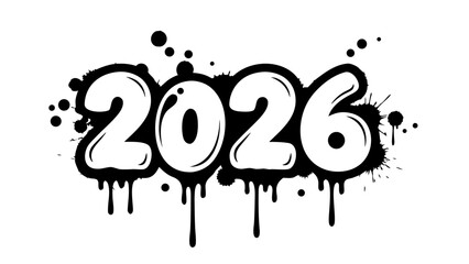 Wishing a happy new year 2026 with an edgy graffiti-style design, a dynamic and modern transparent vector illustration perfect for celebrating the upcoming year © Purnomo