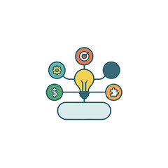 Creative Brainstorming Idea Concept With Lightbulb And Icons For Business Planning Strategy Innovation Growth Teamwork