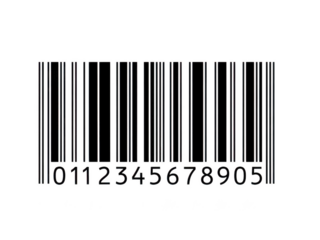 Upc barcode with numbers 0112345678905 isolated on transparent background