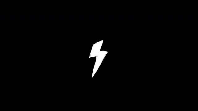 Hand Drawn White Lightning Bolt Animation on Transparent Background. 4K Video