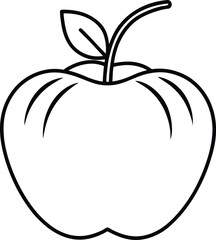 Apple line art. Apple hand drawn. Fruit continuous line drawing. Single contour food for design print. Single lineart sketch health