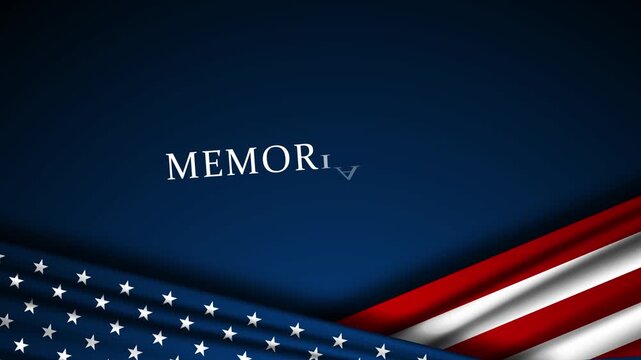 Happy Memorial day animation and honoring all who served text with rotating USA flag on the background. 4K video, Great for use on Memorial Day event in United States. 