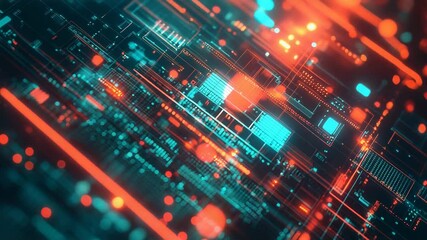 Circuit board processing digital data and electric signals - Powered by Adobe