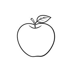 Apple line art. Apple hand drawn. Fruit continuous line drawing. Single contour food for design print. Single lineart sketch health