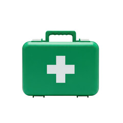 Obraz premium Green first aid kit box isolated on transparent background
