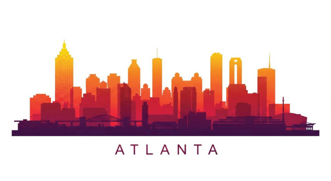 Vibrant atlanta skyline silhouette with warm gradient colors