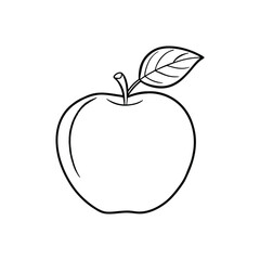 Apple line art. Apple hand drawn. Fruit continuous line drawing. Single contour food for design print. Single lineart sketch health
