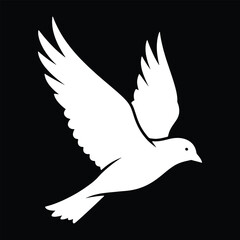 White dove flying with wings spread vector silhouette bird