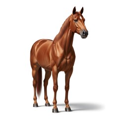 Obraz premium Realistic brown horse standing majestically with clean white background for isolated studio shot
