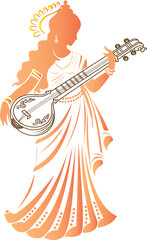 Happy vasant panchami and Saraswati puja traditional Indian festival design	