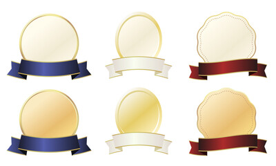Six-piece set of premium ribbon medals (gold, silver, bronze, red, blue, navy)
