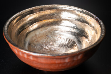 赤楽嶋台茶碗 金銀一双 – 川崎和楽作の華やかな楽焼対茶碗9