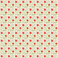 seamless pattern with red flowers