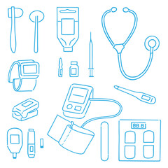 手描き風シンプルな医療用具セット