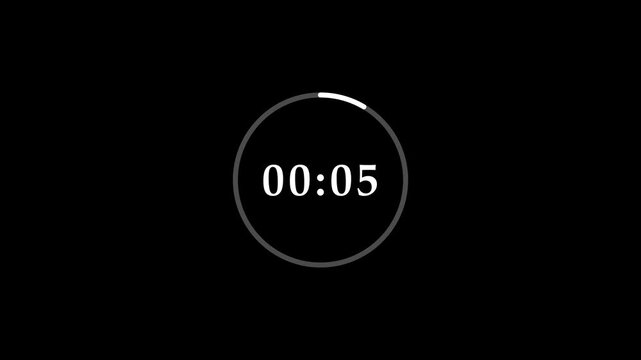 1 minute's countdown, 1 minute timer countdown animation on black background. countdown timer animation from 0 to 60 second.