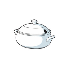 White Soup Tureen with Lid and Ladle Slot