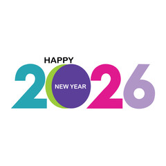 Happy new year 2026 colorful typographic design with numbers and text vector illustration
