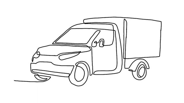 continuous line animation of Cargo van