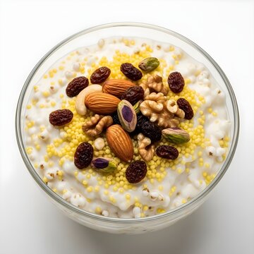 Degue Sweet Millet Yogurt Close-Up in Glass Bowl